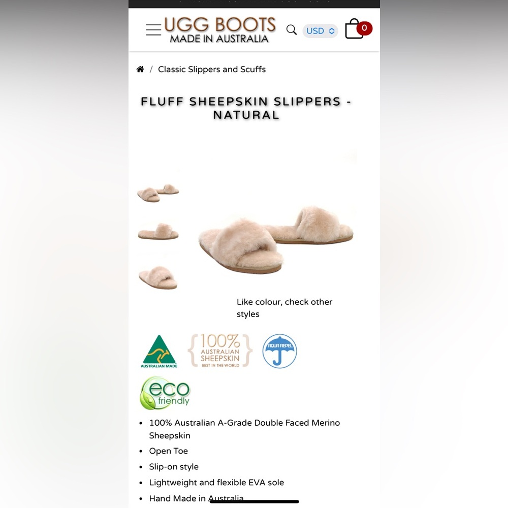 Plush Sheepskin Slide Slippers in Natural